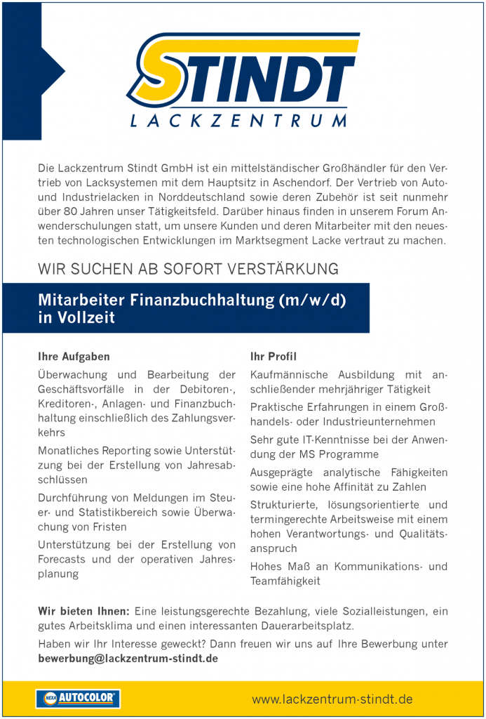 Anz_Stindt-Finanzbuchhalter Stindt Stellenanzeige Finanzbuchhaltung